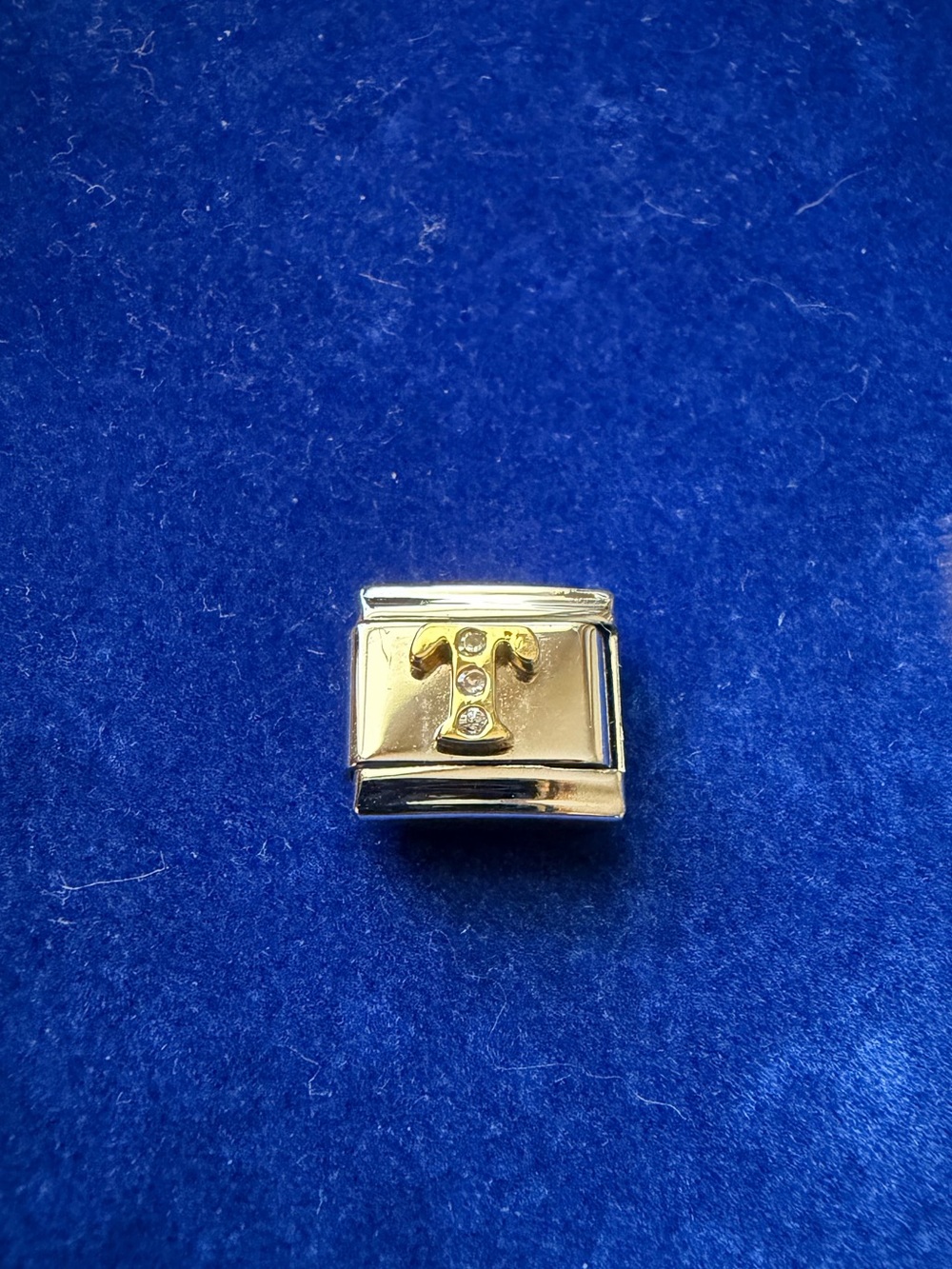 Letter “T” 18k CZ OG Manuel Zed Italian Charm